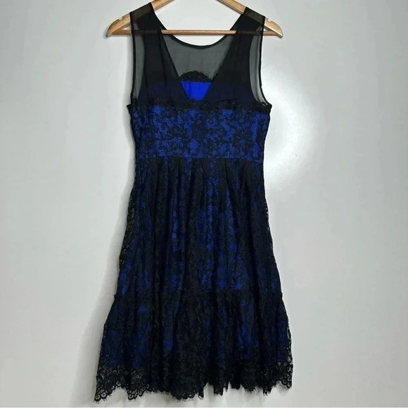 Moulinette Soeurs Anthropologie NWT Saphire Illusion Lace Overlay Dress Size 4 - Picture 10 of 14